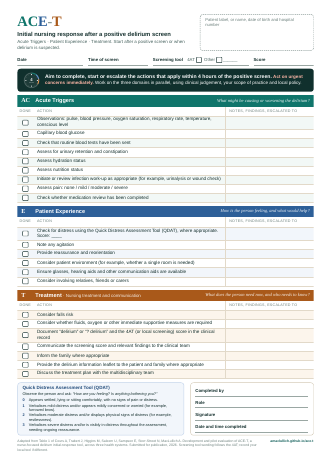 Preview of the one-page ACE-T bedside form